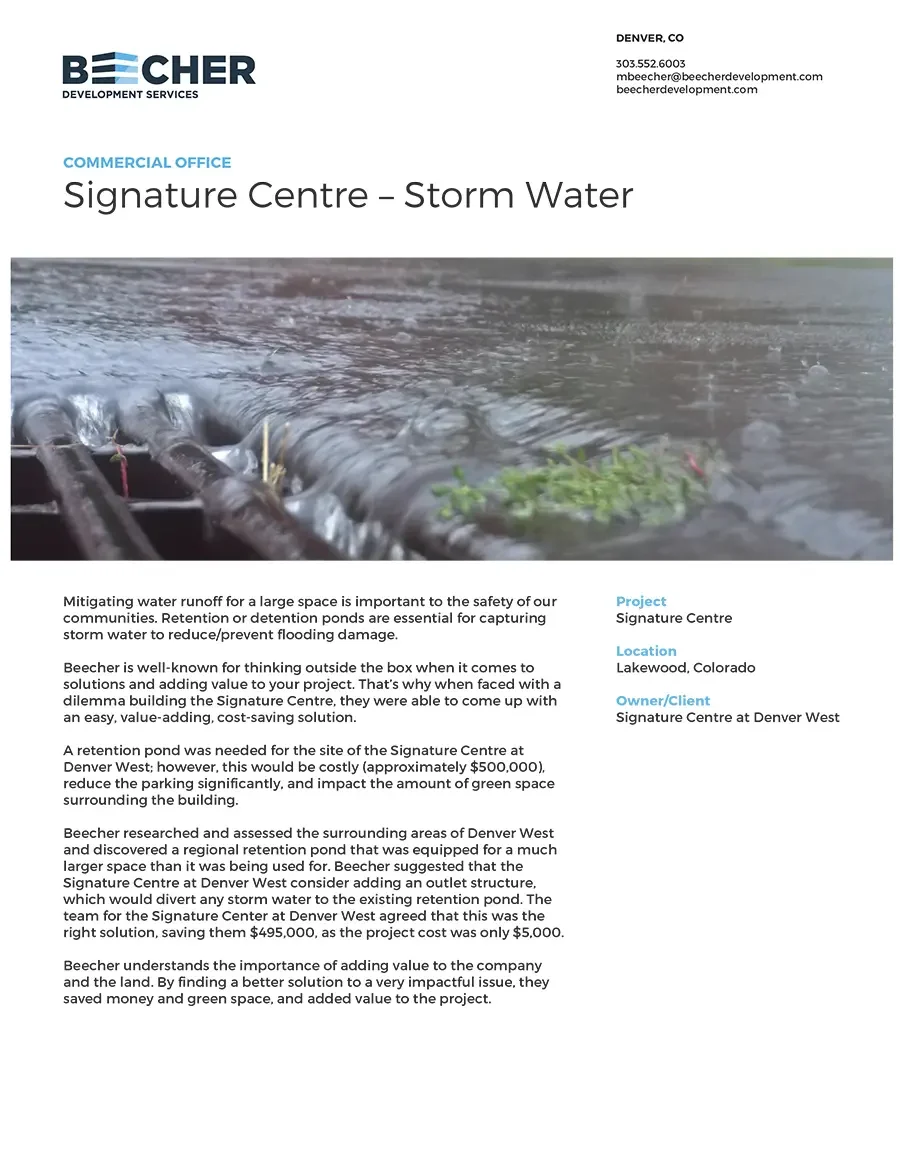 Signature Centre - Storm Water