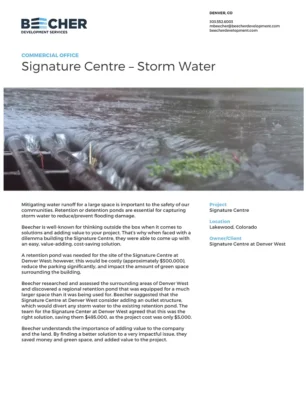 Signature Centre – Storm Water
